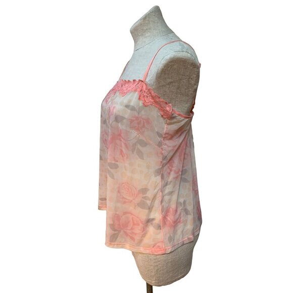 Sheer Floral Pink Cami 70s Style Camisole 2XL - Picture 3 of 7